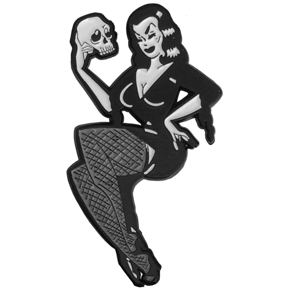 Vampira Skull Enamel Pin Sexy Gothic Pin Up badge